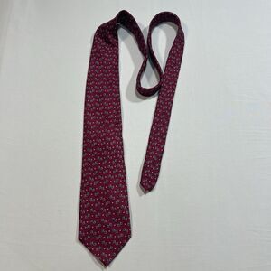 Jacques Estier Silk Tie Burgundy Geometric Square Made in Italy 100% Silk